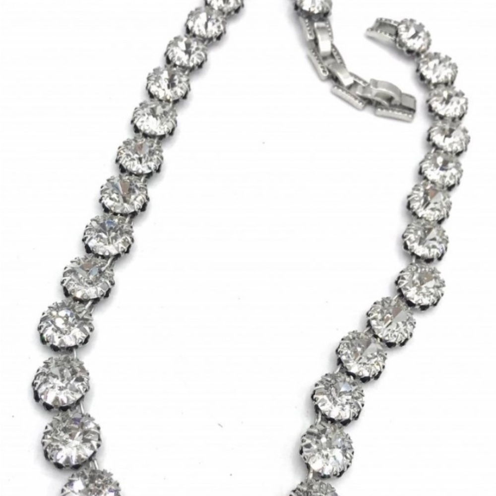 Stella & Dot Silver Necklace with Clear Stones